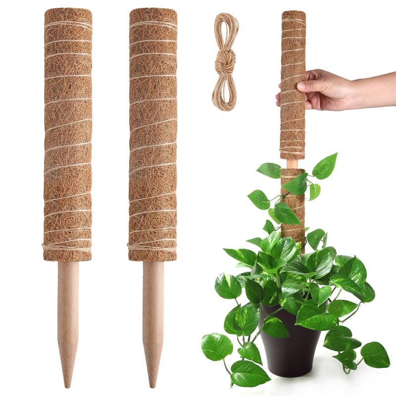 Pisol Moss Pole for Plants Monstera  Extendable Plant Sticks Support  Plant Stakes for Indoor Potted Plant  15.7'' Coco Coir Pole Plant Trellis for Sphagnum  Pothos and Other Climbing Plants(2 PCS) - Image 1